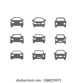 Icons of gray cars. flat vector icons on white background