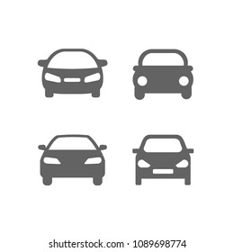 Icons of gray cars. flat vector icons on white background