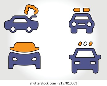 Iconos de coches grises. iconos vectoriales planos sobre fondo blanco. Icono de coche. vector de icono de coche en fondo gris. Ilustración vectorial. conjunto de iconos del coche