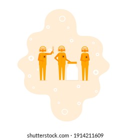 Icons of a group of vaccination researchers. Vaccine research concepts. Immunization and vaccination concepts. Infection control concept. 