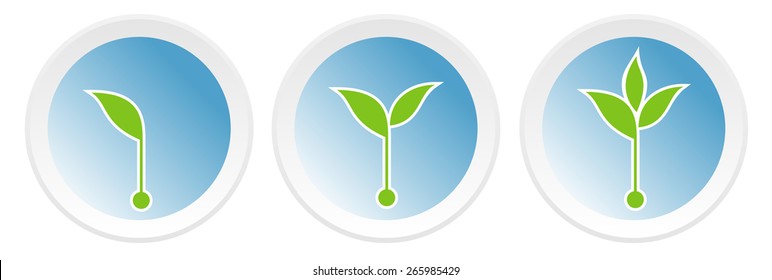 Icons with  growing  sprouts. Vector illustration for banner, diagram, number options, web design and documents