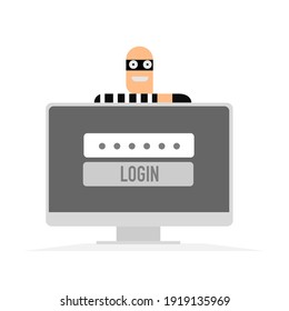 Icons of a hacker, internet security systems.