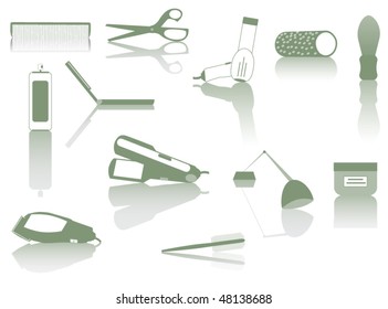 Icons of hairdresser accessories