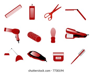 Icons of hairdresser accessories