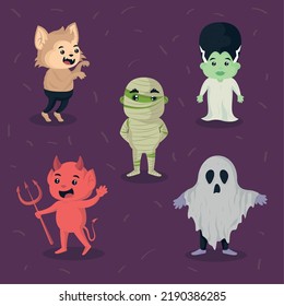 icons halloween charatcers, vector style