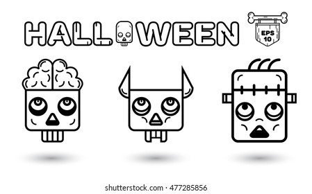 icons Halloween monsters