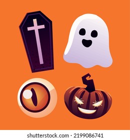 icons, halloween party include ghost and pumpkin