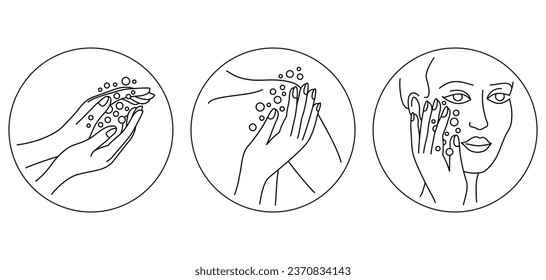 Icons of hand cream or other personal care products. Moisturizing, protection - for hands, body and face