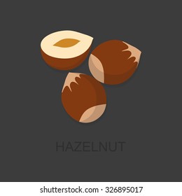 Icons hazelnut with shadow on a  gray background