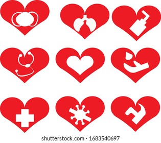 
icons with health values, the importance of washing hands, visiting a doctor, wearing a respirator, so that the tier does not destroy our body