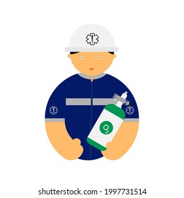 Icons of a healthcare provider with oxygen tank on white background.