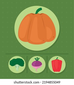 icons healthy food vegetables, design