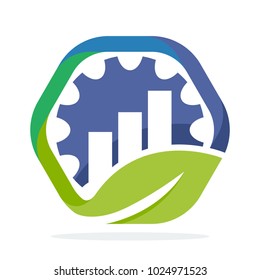 icons of hexagon shape logo with the concept of environmentally friendly business development industry, can also for the growth of industrial business