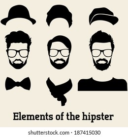 Icons hipster glasses butterfly mustache