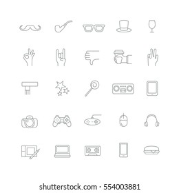 Icons with hipster items