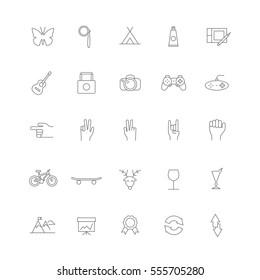 Icons hipster with objects and characters.