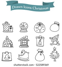 Icons holiday with hand draw