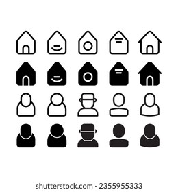 iconos hogar y línea de usuario sólido móvil