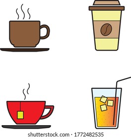 The icons of hot and cold beverages