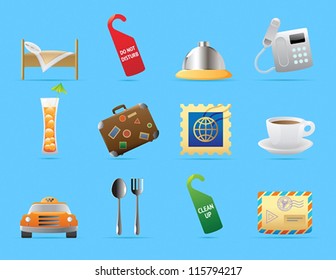 Icons for hotel and services. Vector illustration.
