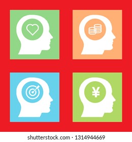 Icons for human head, think, intelligence, vector illustration in flat, EPS10.