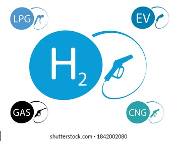 Icons of Hydrogen, LPG, CNG, Gas and EV charging stations