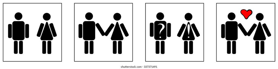 Icons Illustrating Developing Relations Between Man Stock Vector