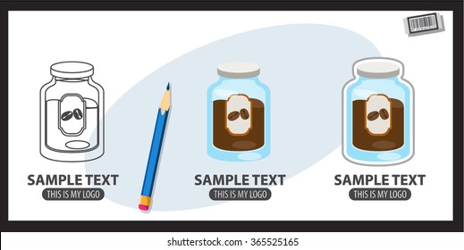 Icons with the image of a glass jar for coffee storage.