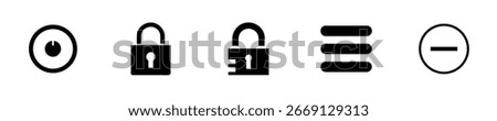 Icons including a dial lock menu graphic interface