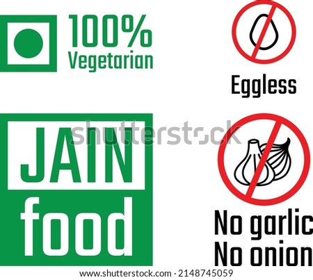 Icons to indicate vegetarian and jane products.	