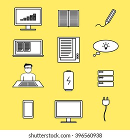 Icons infographi share documents on many devices, Vector graphic