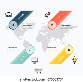 Icons and infographic design on map background.vector