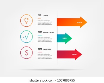 Icons infographics with arrows. Element of chart, graph, diagram with 2 options - parts, processes, timeline. Vector business template for presentation, workflow layout, annual report