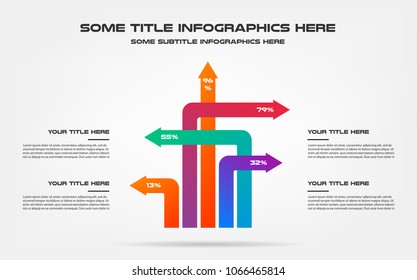 Icons infographics with arrows. Element of chart, graph, diagram with 5 options - parts, processes, timeline. Vector business template for presentation, workflow layout, annual report