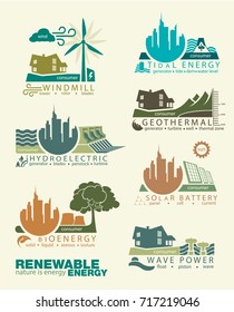 icons and infographics of renewable energy sources