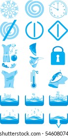 Icons for the instruction to a washing machine. Vector