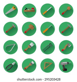 Icons Instruments. Flat icons with drop shadow. Sixteen different instruments. 