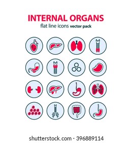 Icons of internal organs. Vector Illustration.