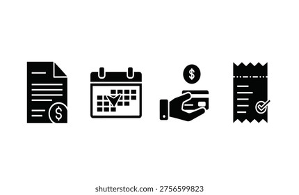 Icons of invoice calendar payment