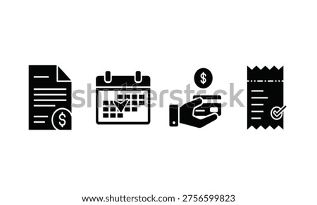 Icons of invoice calendar payment