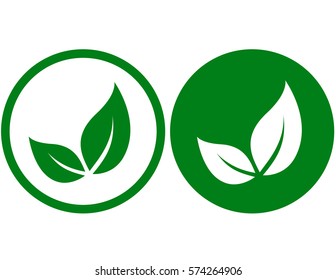 icons with isolated green leaves