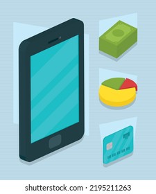 icons isometric fintech, vector design