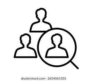 Icons of job application, job hunting, job change, human resources, magnifying glass