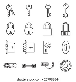 Icons of keys and locks. Vector illustration