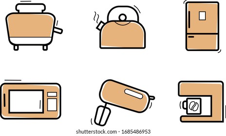 icons for kitchen appliances. vector