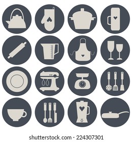 Icons with kitchen furniture.