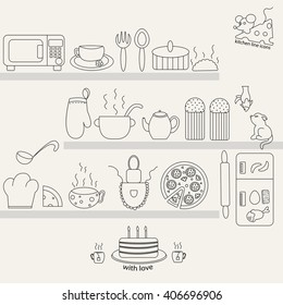 Icons of kitchen items to you