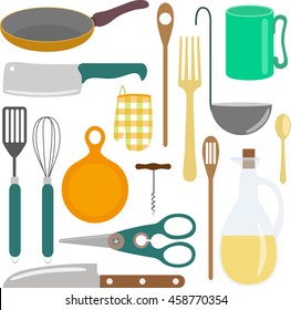 Icons Kitchen Supplies Isolated On White Background