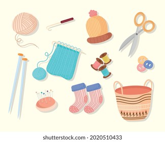 icons of knitting and yarn