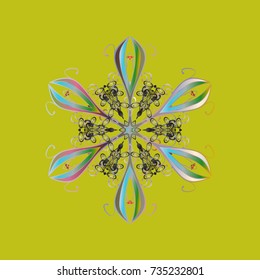 Icons, labels. Flat design. Colorful snowflake Vector illustration. Snowflake icon, isolated. Vector winter snowflakes on colorful background. Vector illustration.